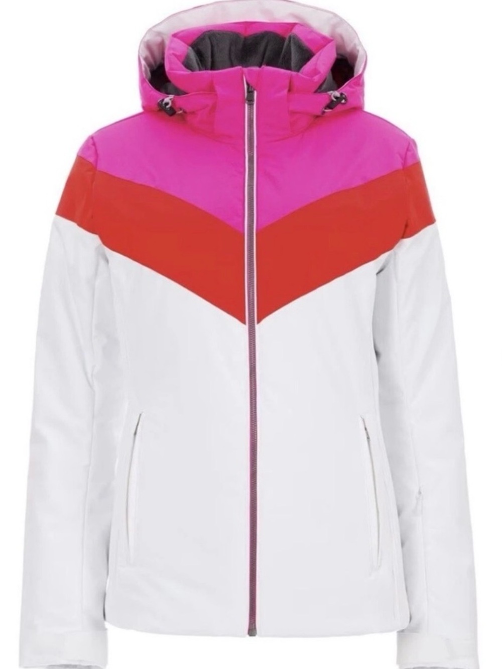 Fera Christy Ski Jacket with White, Pink and Red Chevron